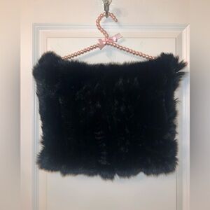 Danier Black Rabbit Fur Pullover Scarf